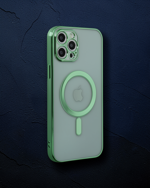 Apple İphone 12 Pro Kılıf Magneticsafe Lazer Silikon - Haki Yeşil