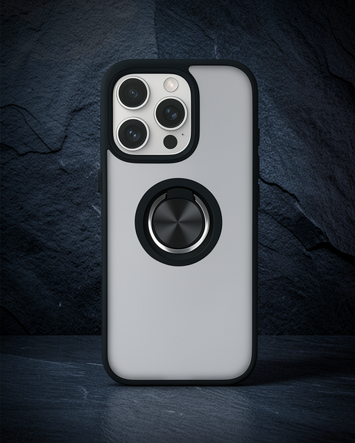 Apple İphone 16 Pro Max Kılıf Montreal Yüzüklü Silikon Kapak - Siyah