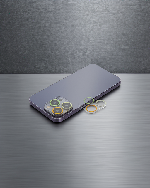 Apple İphone 13 Pro Max Renkli Kamera Lens Koruma Cam - Sarı-turuncu