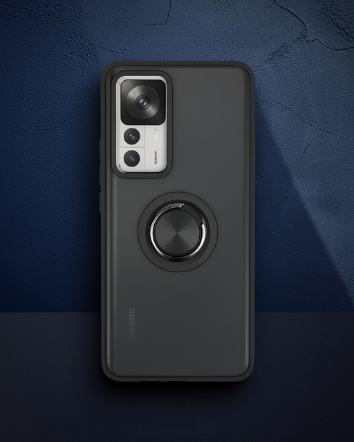 Xiaomi Mi 12t Pro Kılıf Montreal Yüzüklü Silikon Kapak - Siyah