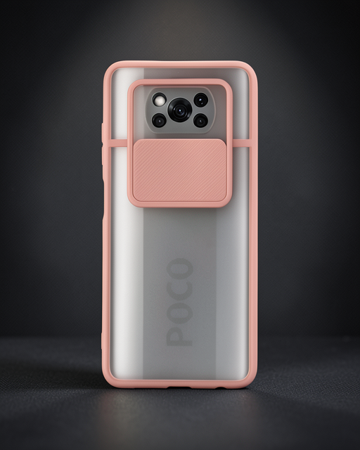 Xiaomi Pocophone X3 Kılıf Palm Buzlu Kamera Sürgülü Silikon - Pembe