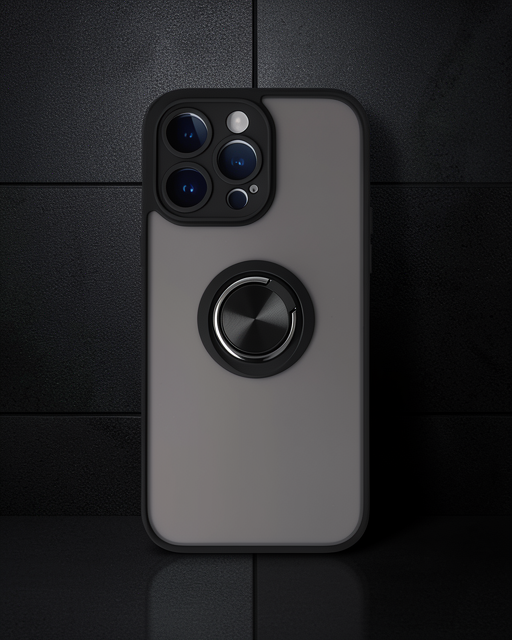 Apple İphone 14 Pro Kılıf Montreal Yüzüklü Silikon Kapak - Siyah