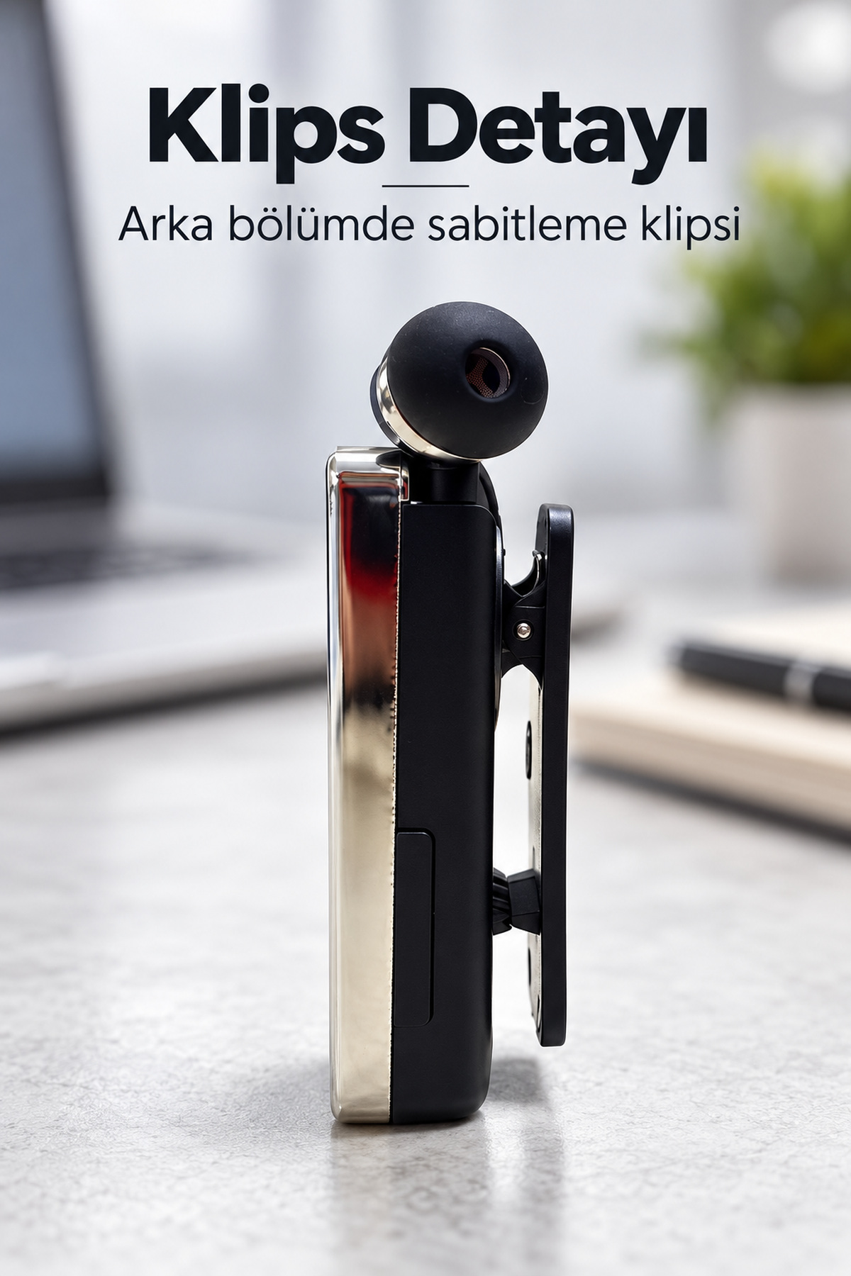 Klipsli Bluetooth Kulaklık Dijital Ekranlı Eller Serbest Görüşme