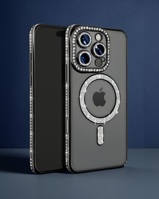 Apple İphone 16 Pro Max Kılıf Joke Simli Magneticsafe Kılıf - Siyah
