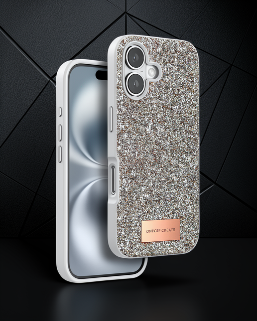 Onegif Apple İphone 16 Bright Simli Kapak - Gold