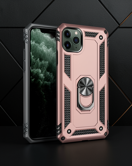 Apple İphone 11 Pro Max Kılıf Sofya Yüzüklü Silikon Kapak - Rose
