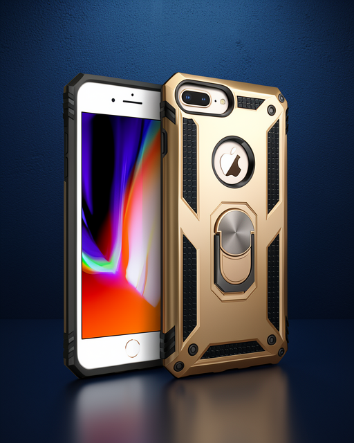 Apple İphone 7 Plus Kılıf Sofya Yüzüklü Silikon Kapak - Gold