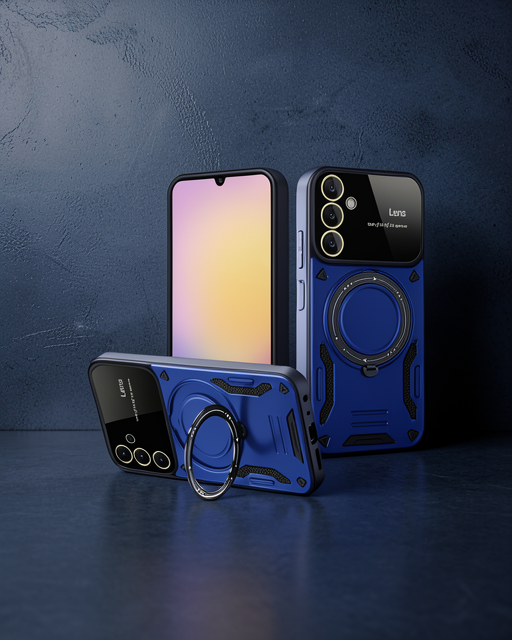 Samsung Galaxy A35 5g Kılıf Joy Lens Standlı Kapak - Lacivert