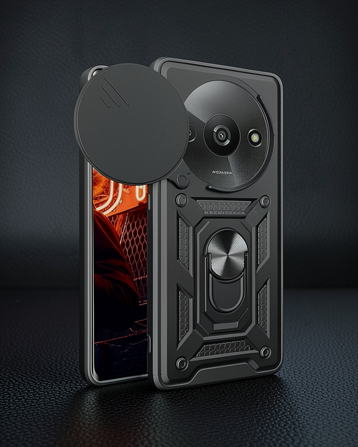 Xiaomi Redmi A3 4g Kılıf Pars Lens Yüzüklü Silikon - Siyah