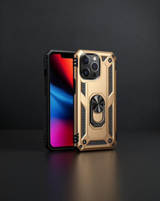 Apple İphone 14 Pro Kılıf Sofya Yüzüklü Silikon Kapak - Gold