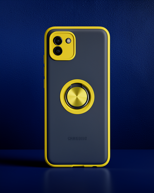 Samsung Galaxy A03 Kılıf Montreal Yüzüklü Silikon Kapak - Sarı