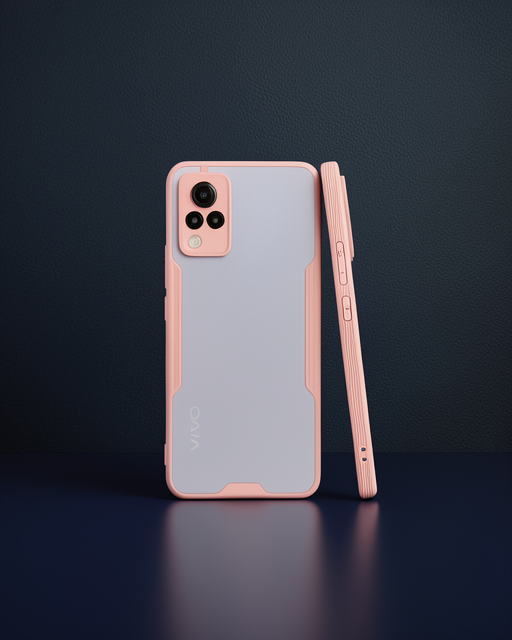 Vivo V21 Kılıf Platin Silikon - Pembe