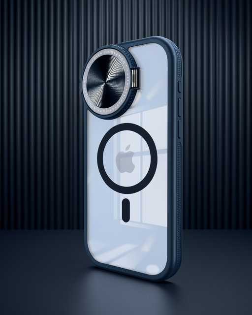Apple İphone 15 Pro Kılıf Teleskop Lens Magsafe Silikon Kapak - Lacivert