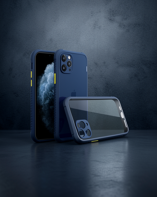 Apple İphone 11 Pro Max Kılıf Miami Şeffaf Silikon - Lacivert
