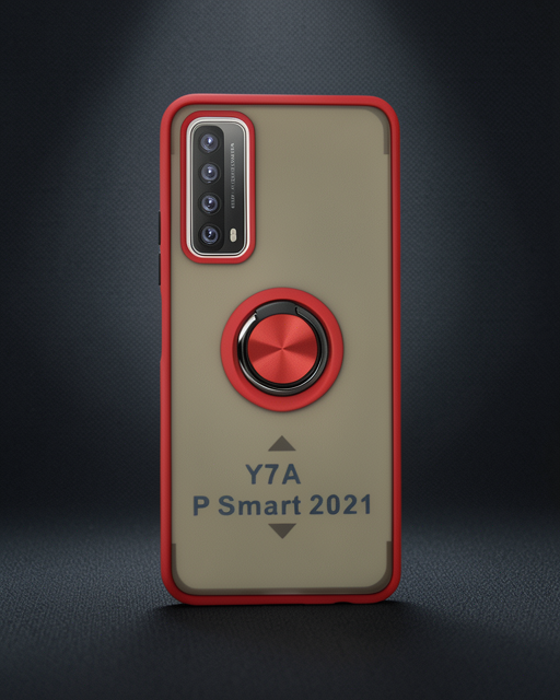Huawei P Smart 2021 Kılıf Montreal Yüzüklü Silikon Kapak - Kırmızı