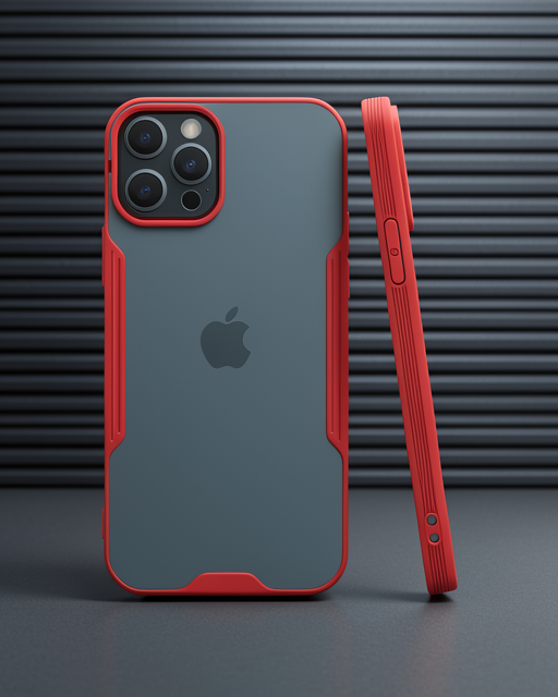 Apple İphone 12 Pro Max Kılıf Platin Silikon - Kırmızı