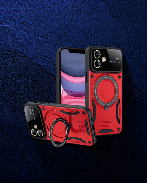 Apple İphone 11 Kılıf Joy Lens Standlı Kapak - Kırmızı