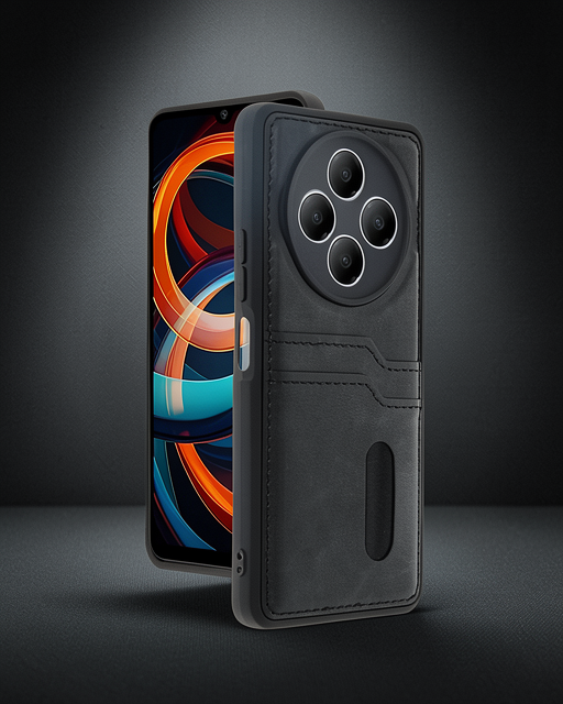 Xiaomi Redmi 14c Kılıf Sara Kartvizitli Deri Kılıf - Siyah