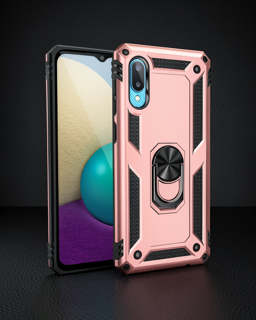Samsung Galaxy A02 Kılıf Sofya Yüzüklü Silikon Kapak - Rose