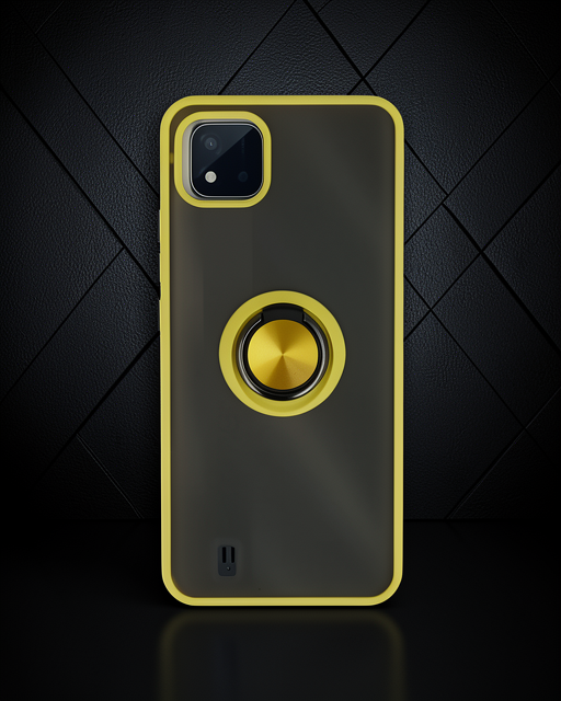 Realme C11 2021 Kılıf Montreal Yüzüklü Silikon Kapak - Sarı