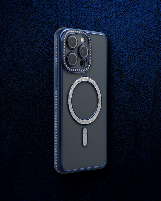 Apple İphone 15 Pro Kılıf Joke Simli Magneticsafe Kılıf - Lacivert