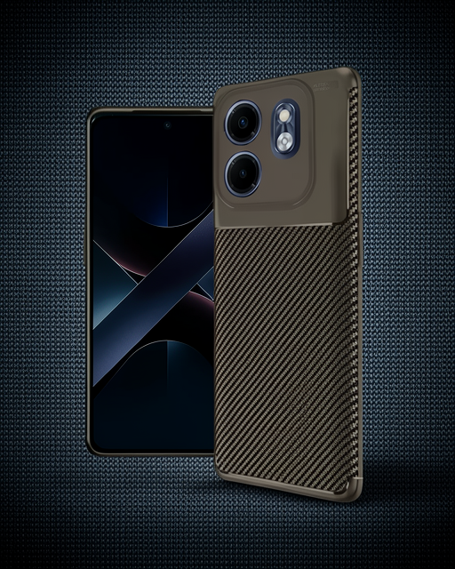 İnfinix Smart 9 Kılıf Auto Focus Karbon Kapak - Kahverengi