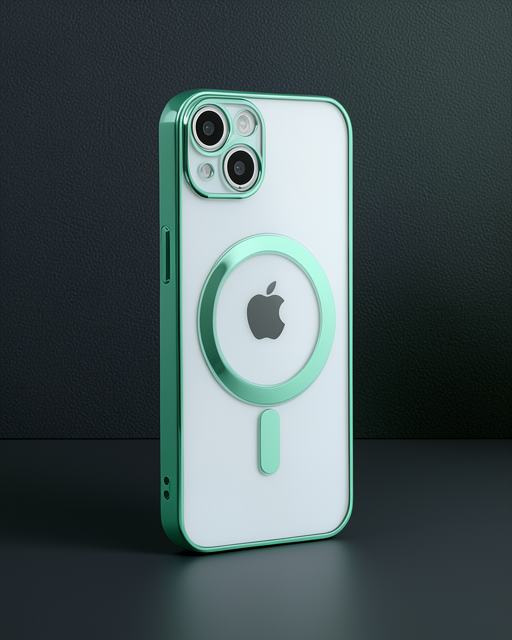 Apple İphone 14 Plus Kılıf Magneticsafe Lazer Silikon - Haki Yeşil