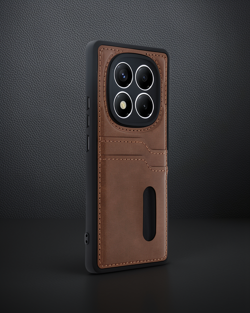 Xiaomi Redmi Note 14 Pro 4g Kılıf Sara Kartvizitli Deri Kılıf - Taba