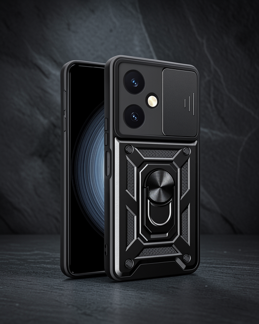 Vivo Y27 Kılıf Pars Lens Yüzüklü Silikon - Siyah
