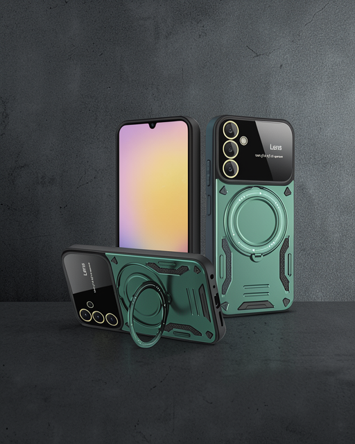 Samsung Galaxy A54 5g Kılıf Joy Lens Standlı Kapak - Koyu Yeşil