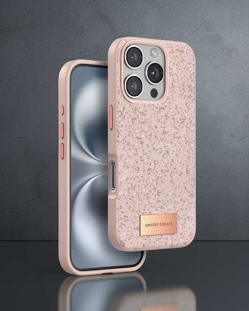 Onegif Apple İphone 16 Pro Max Bright Simli Kapak - Pembe