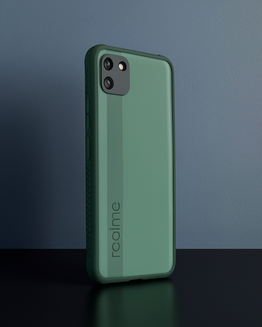 Realme C11 Kılıf Miami Şeffaf Silikon - Koyu Yeşil