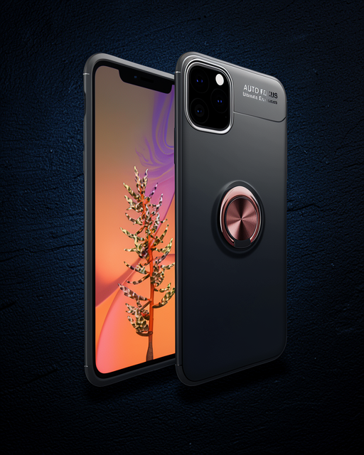 Apple İphone 11 Pro Max Kılıf Range Yüzüklü Silikon - Siyah-gold