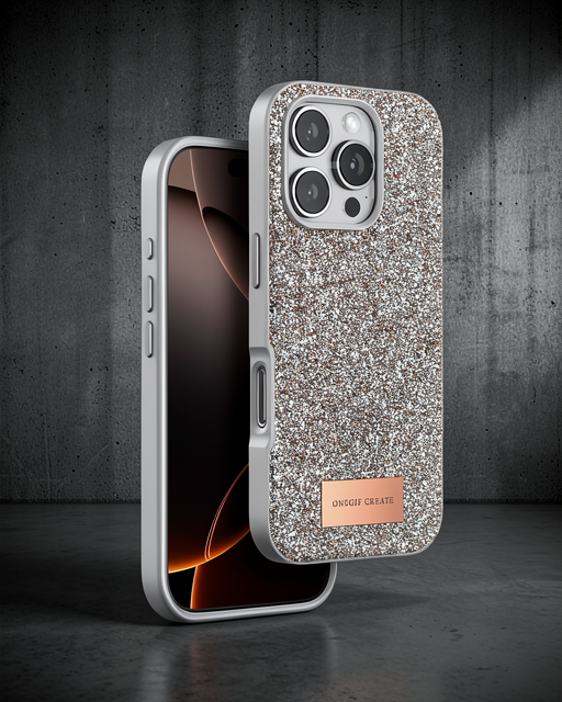 Onegif Apple İphone 16 Pro Bright Simli Kapak - Çöl Titanyum