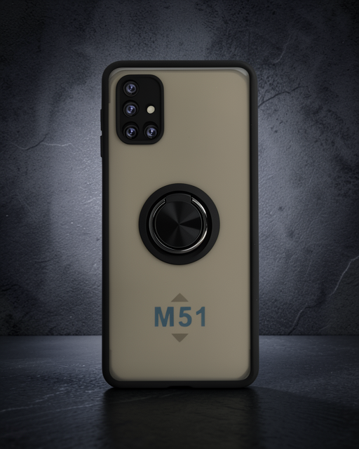 Samsung Galaxy M51 Kılıf Montreal Yüzüklü Silikon Kapak - Siyah
