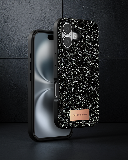 Onegif Apple İphone 16 Bright Simli Kapak - Siyah