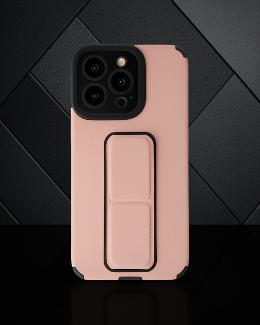 Apple İphone 13 Pro Max Kılıf Mega Standlı Silikon - Pudra
