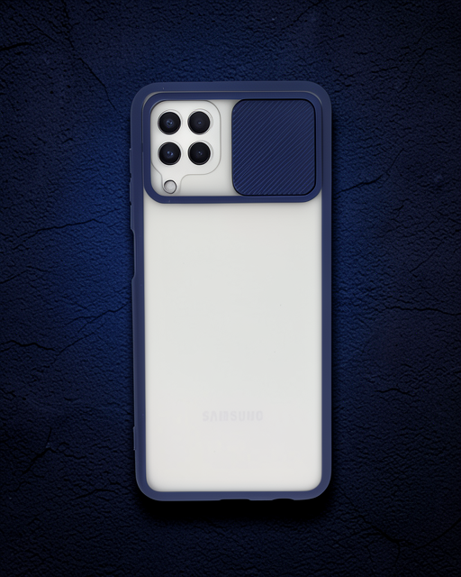 Samsung Galaxy A22 Kılıf Palm Buzlu Kamera Sürgülü Silikon - Lacivert