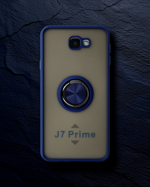 Samsung Galaxy J7 Prime Kılıf Montreal Yüzüklü Silikon Kapak - Lacivert