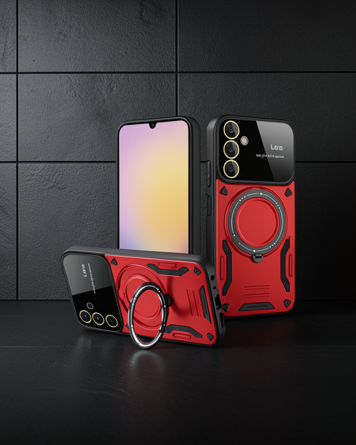 Samsung Galaxy S25 Kılıf Joy Lens Standlı Kapak - Kırmızı