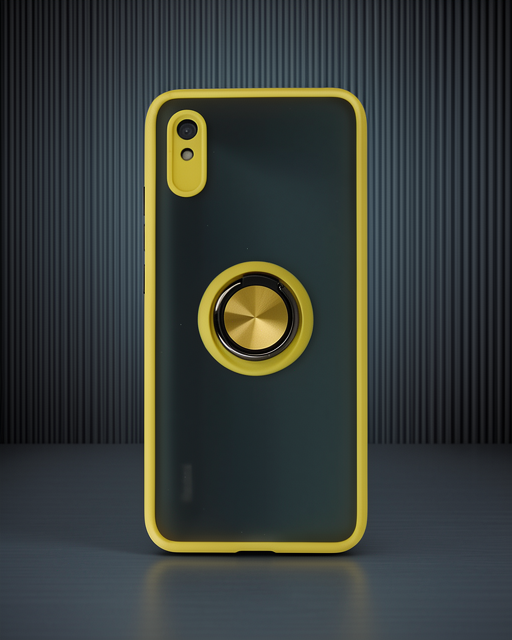 Xiaomi Redmi 9a Kılıf Montreal Yüzüklü Silikon Kapak - Sarı