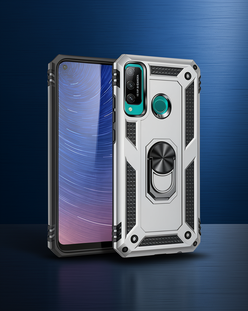 Huawei P40 Lite E Kılıf Sofya Yüzüklü Silikon Kapak - Gümüş