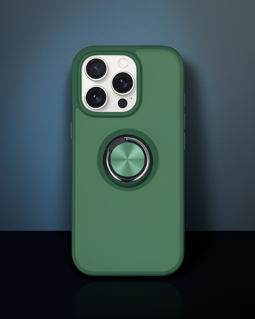 Apple İphone 16 Pro Kılıf Montreal Yüzüklü Silikon Kapak - Yeşil