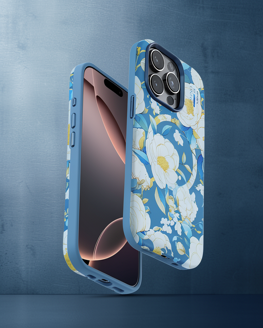 Onegif Apple İphone 14 Pro Max Flower Series Magsafe Kapak - Mavi