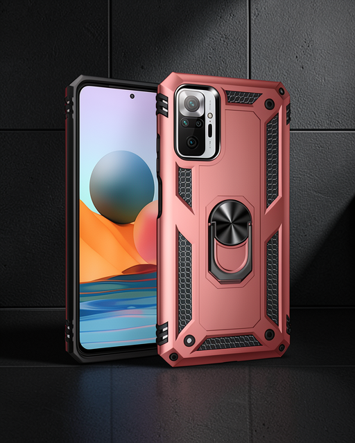Xiaomi Redmi Note 10 Pro Kılıf Sofya Yüzüklü Silikon Kapak - Rose