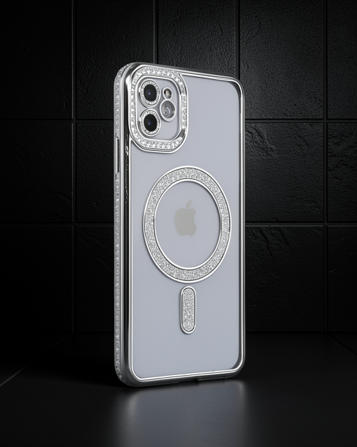 Apple İphone 11 Kılıf Joke Simli Magneticsafe Kılıf - Gümüş