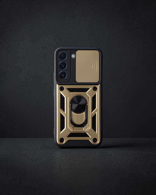 Samsung Galaxy S23 Kılıf Pars Lens Yüzüklü Silikon - Gold