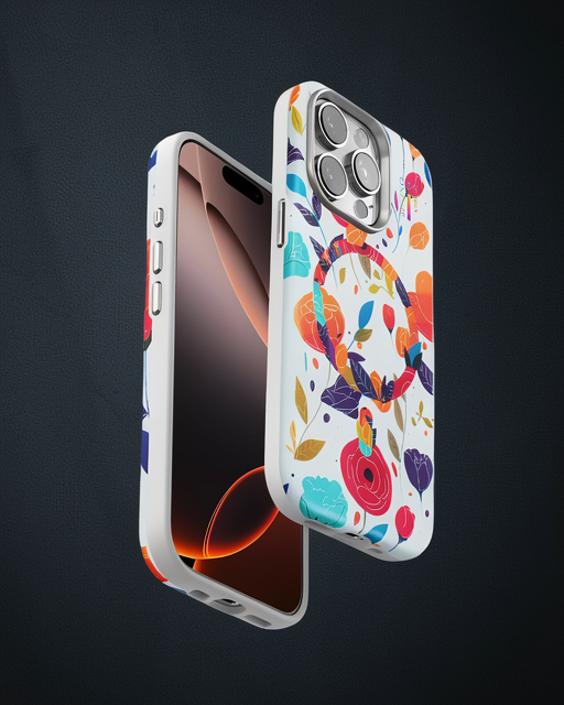 Onegif Apple İphone 14 Pro Flower Series Magsafe Kapak - Beyaz