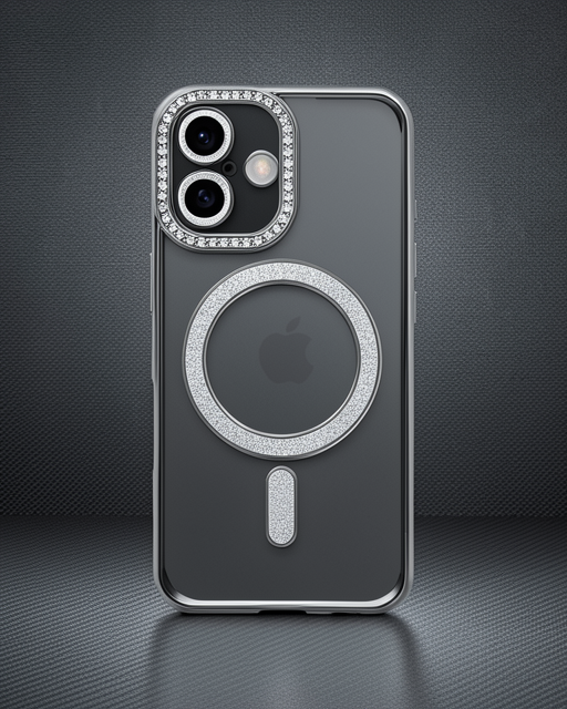 Apple İphone 16 Plus Kılıf Joke Simli Magneticsafe Kılıf - Gri