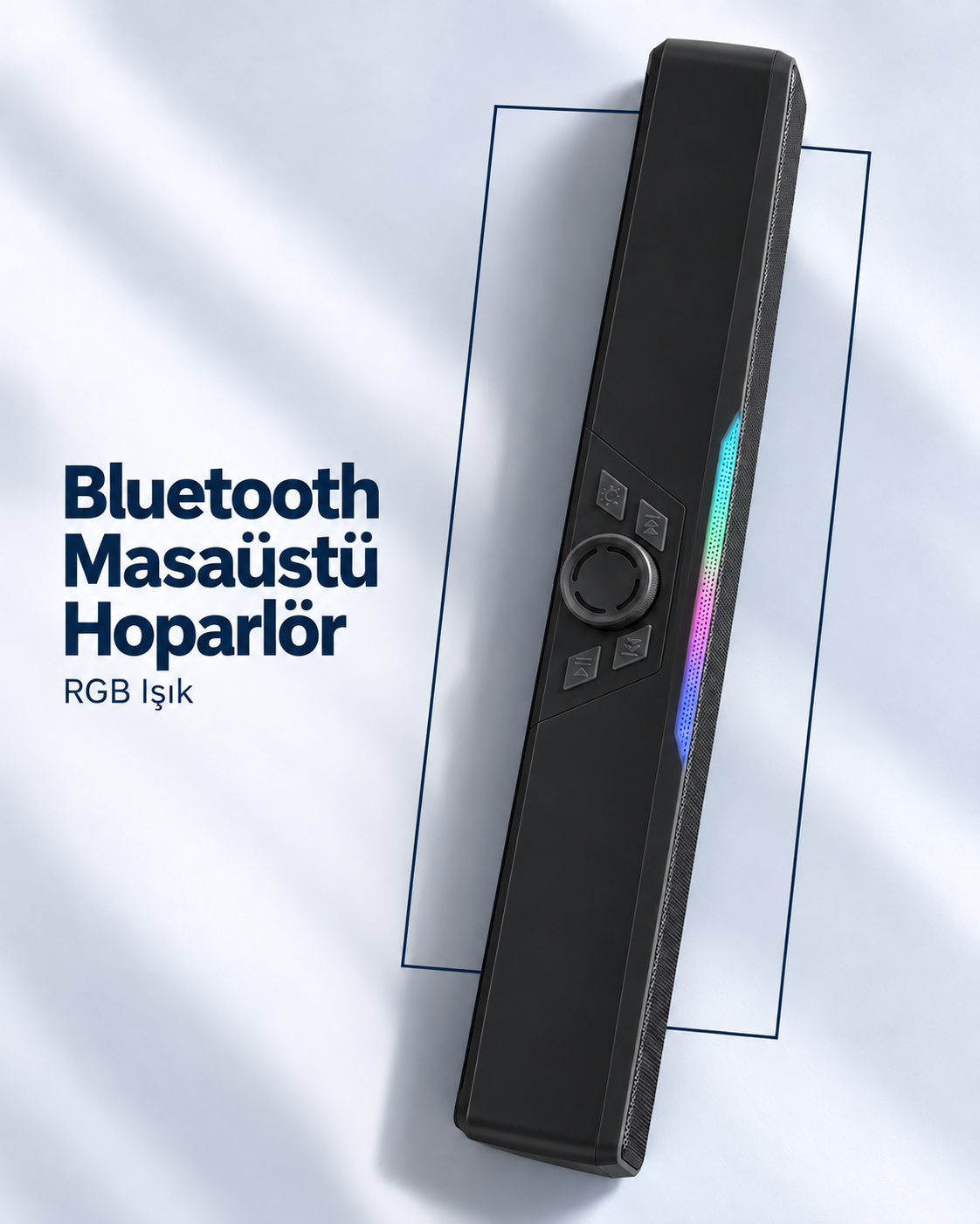Monitör Altı Kullanıma Uygun Şarj Edilebilir Bluetooth Soundbar Hoparlör Siyah